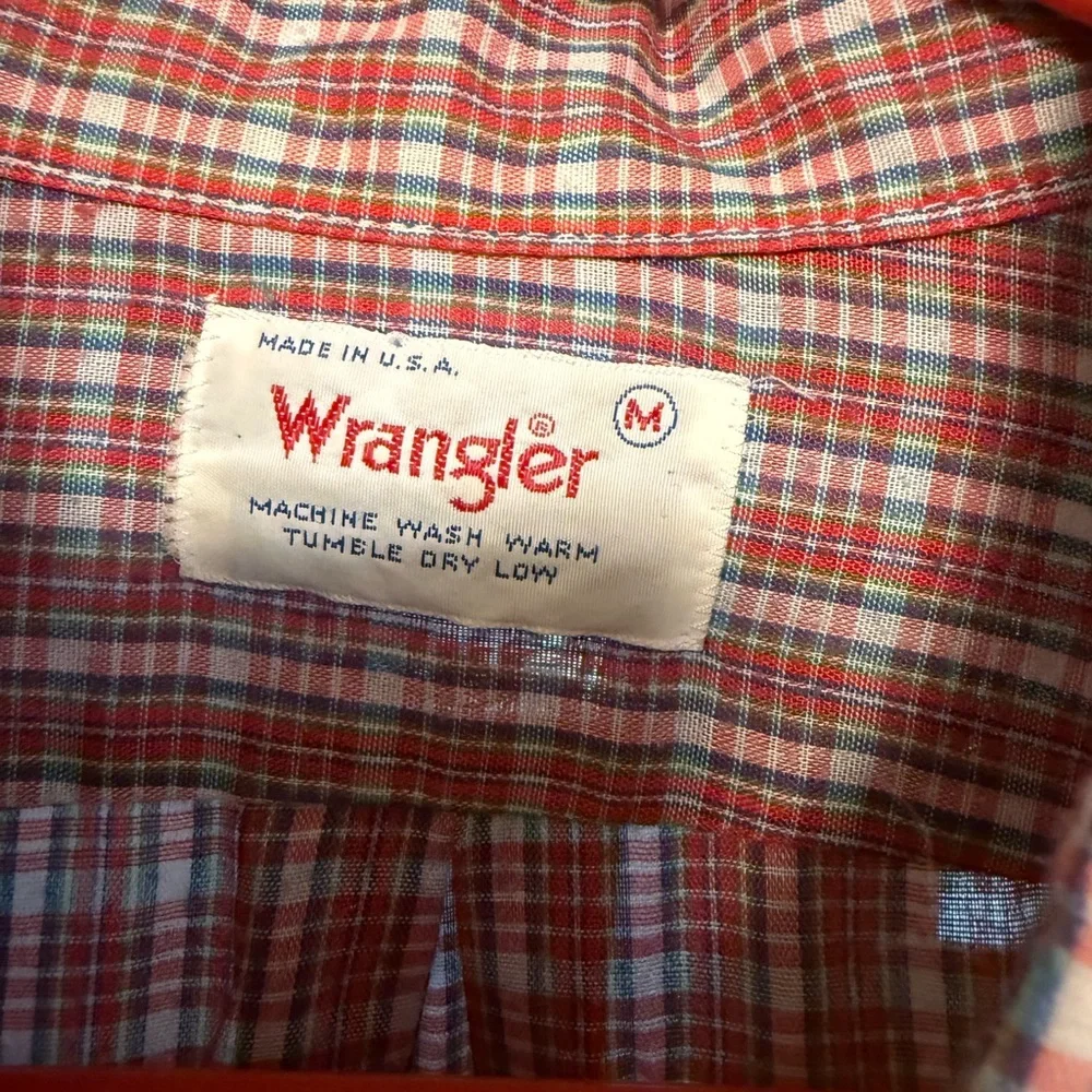 Vintage 70s/80s Wrangler Plaid Button-Down – Made in USA - Picture 5 of 8